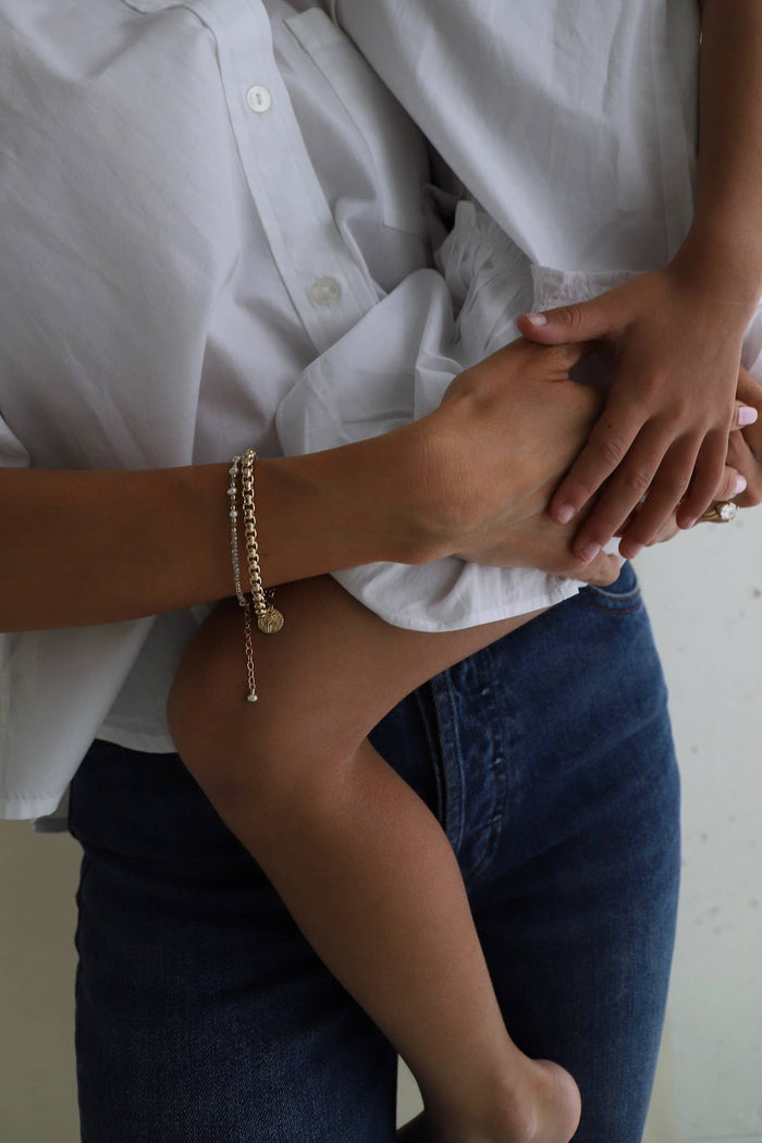 B1205 Gold Bracelet LARGE-Nova Gold Round Box Chain Large