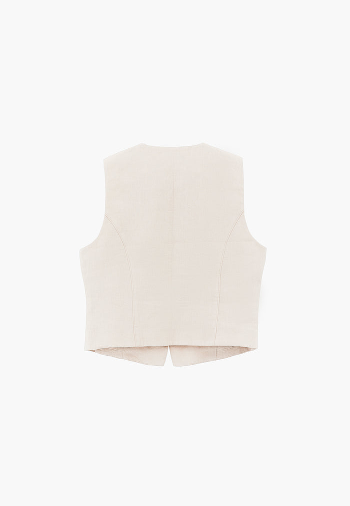 Buttoned V Neck Sleeveless Short Vest - ANCIENT SCROLL