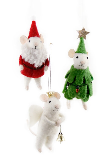 felt Christmas tree mouse ornament