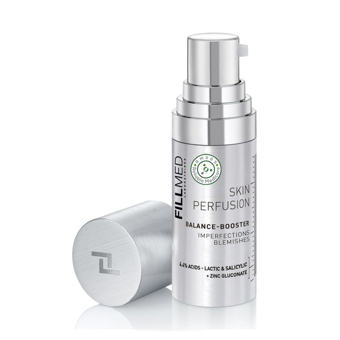 FILLMED® Balance Booster beauty serum in three 10ml bottles, featuring a clear liquid with a dropper for skincare use.