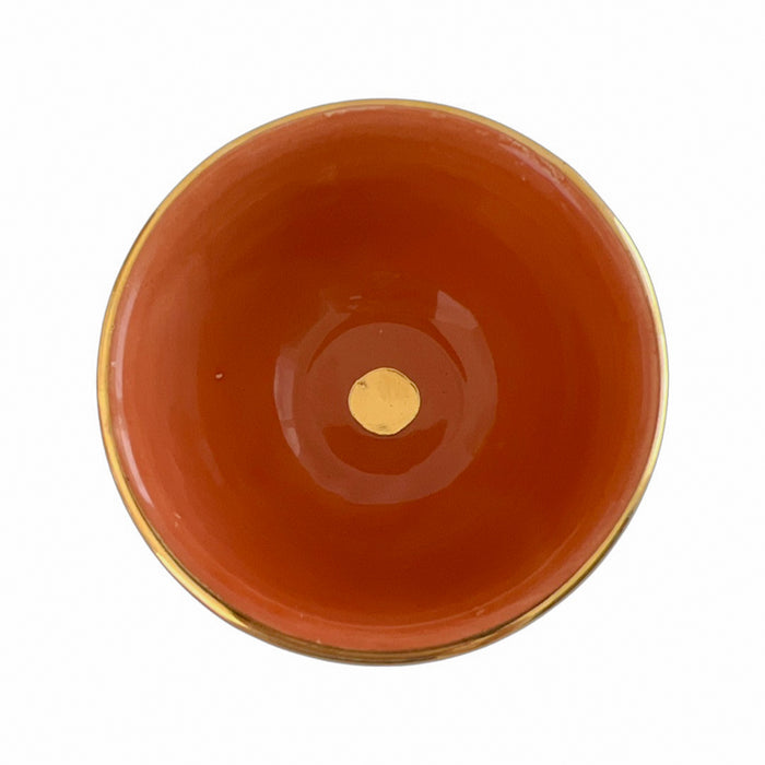 orange and gold etched mini trinket dish or sauce bowl