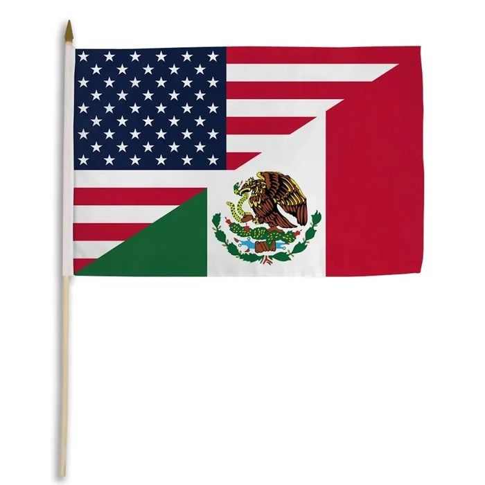 HAND STICK FLAG 30cm x 45cm USA/MEXICO - TRUECOLOR WHOLESALE