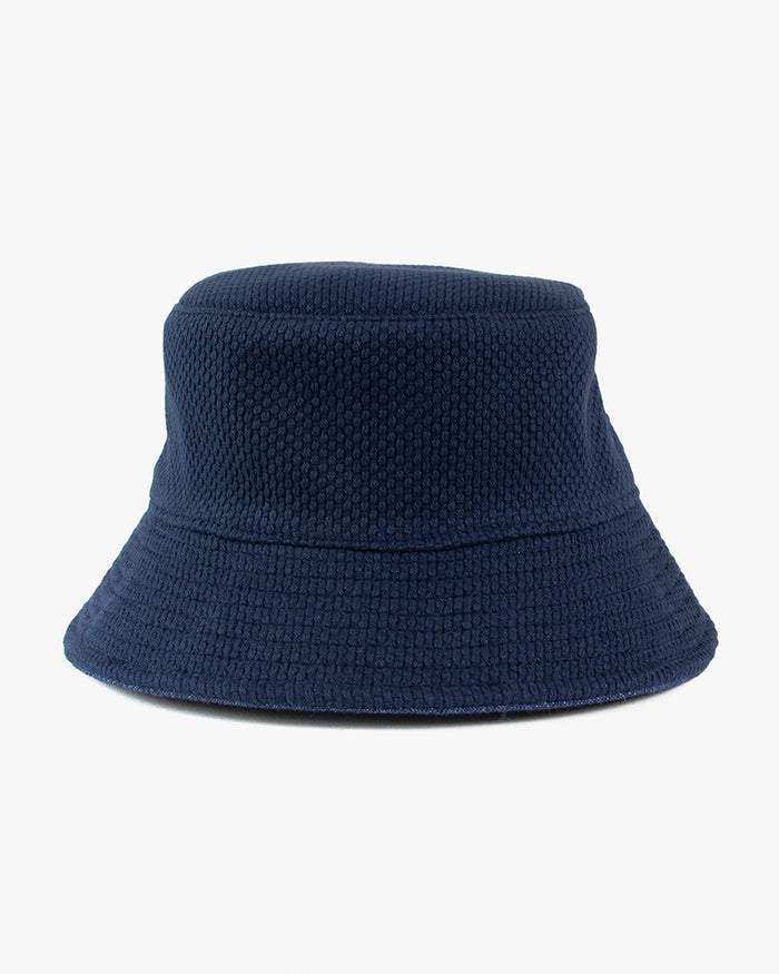 Kiriko Original Bucket Hat, Reversible Navy Sashi-ori and Denim