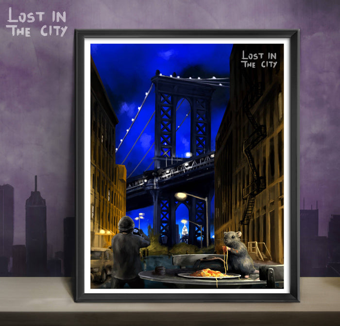 Manhattan Bridge At Dumbo Rat Art Print