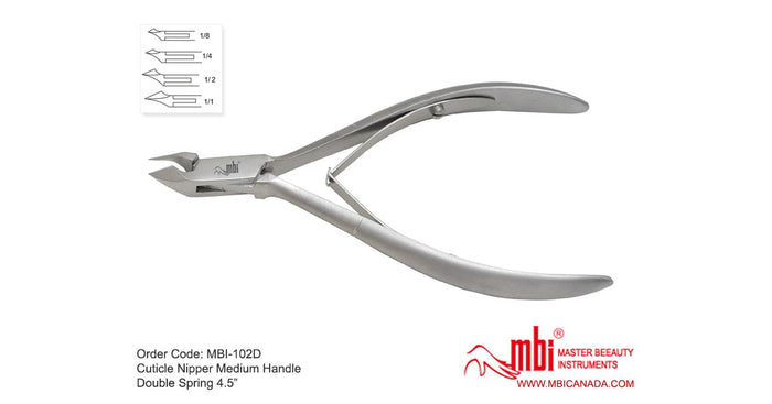 MBI 4.5" Stainless Steel Cuticle Nipper with Double Spring (1/4 jaw)