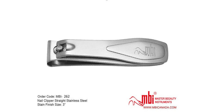 MBI Nail Clipper Straight Stainless Steel Satin Finish (2.5")