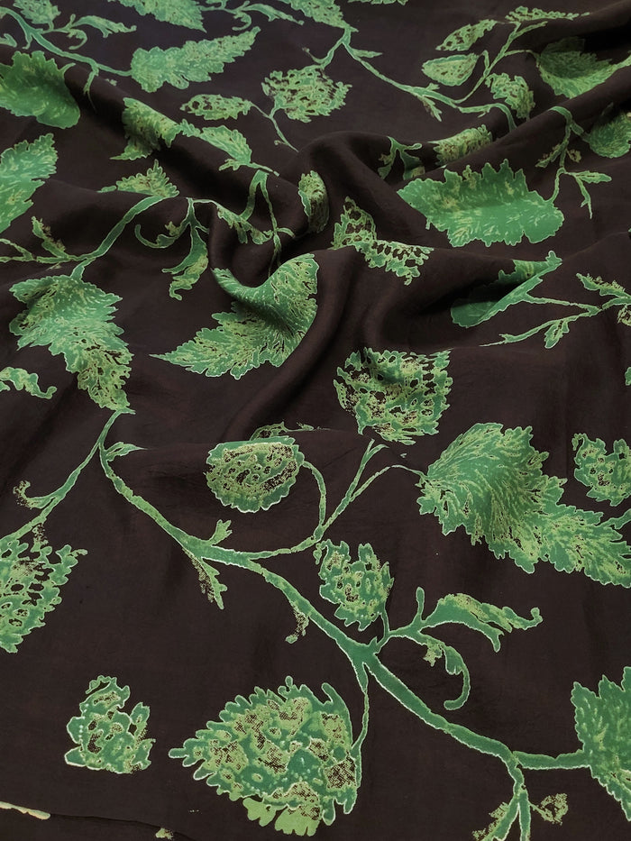Mila maple leaf printed kanchi silk fabric