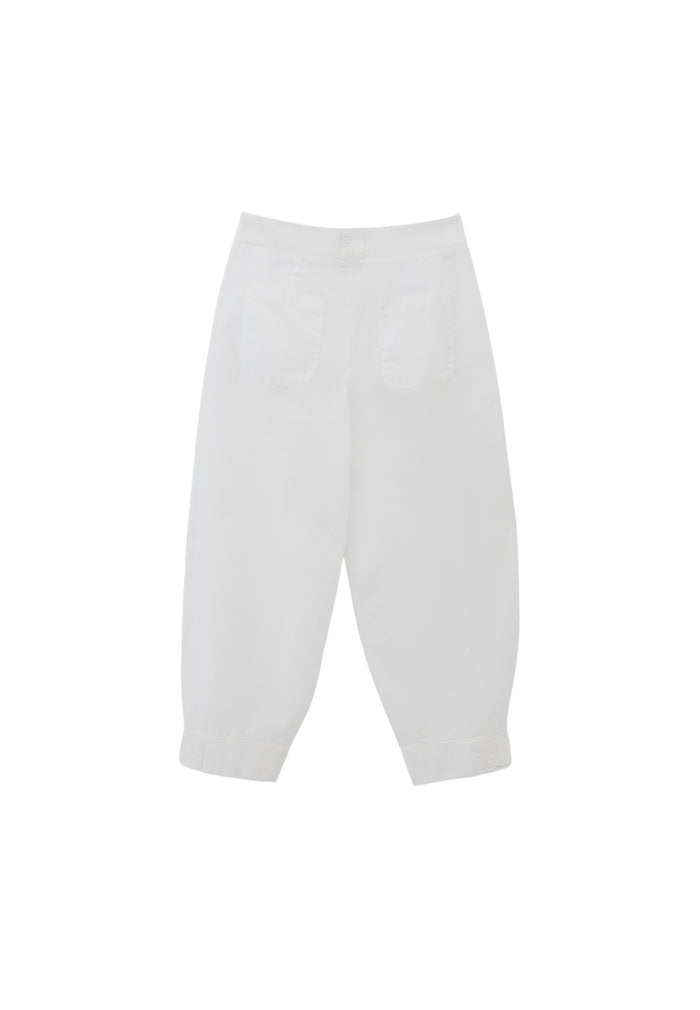 Pleated High Waist Barrel Leg Pants - WHITE