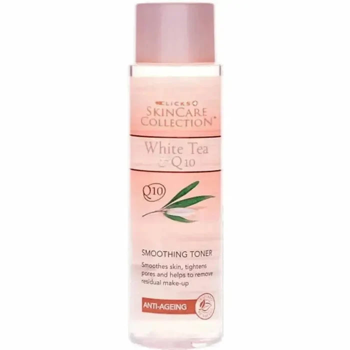 White Tea & Q10 anti-ageing smoothing toner 200ml bottle with natural skin care ingredients