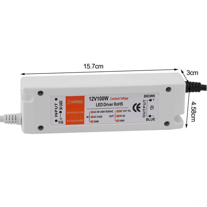 12V 100W LED Driver Power Supply AC to DC for Strip Lights~3273