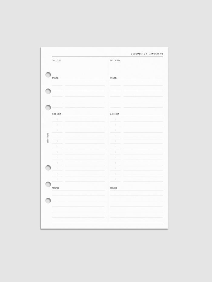 Mockup of 2027 Dated Daily Inserts | Monday Start | Cloth & Paper