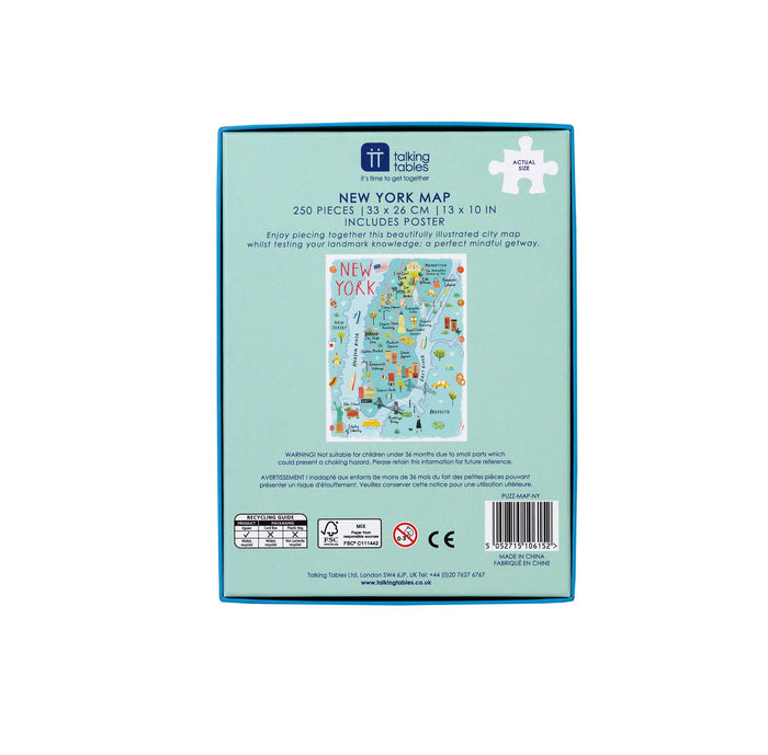 250 Piece New York Map Jigsaw Puzzle and Poster | Little Hippie