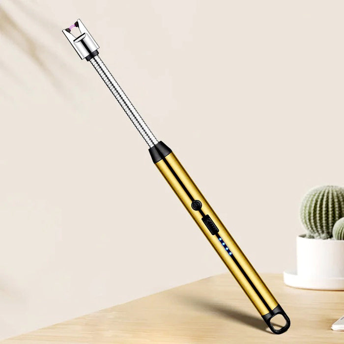360° Flexible Neck USB Pulse Arc Lighter – Rechargeable Flameless Ignition for Candles, Kitchen Stoves & Outdoor BBQ