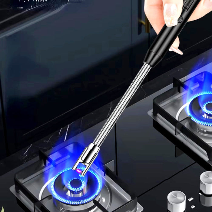 360° Flexible Neck USB Pulse Arc Lighter – Rechargeable Flameless Ignition for Candles, Kitchen Stoves & Outdoor BBQ