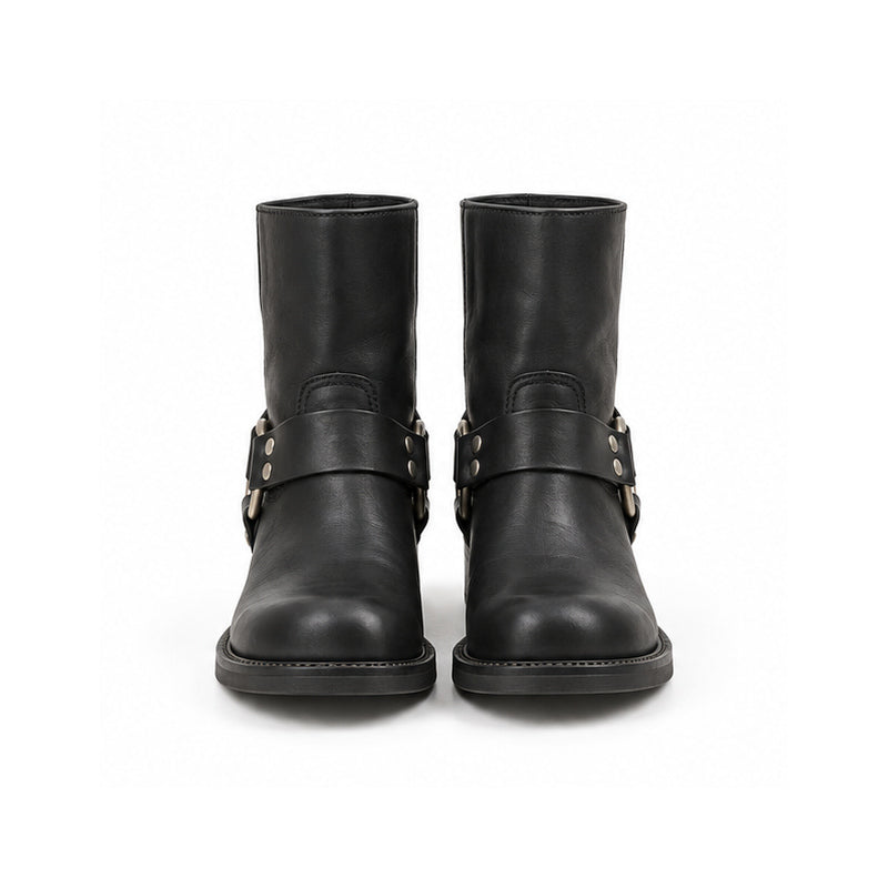 Black Harness Biker Boots
