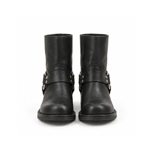 Black Harness Biker Boots