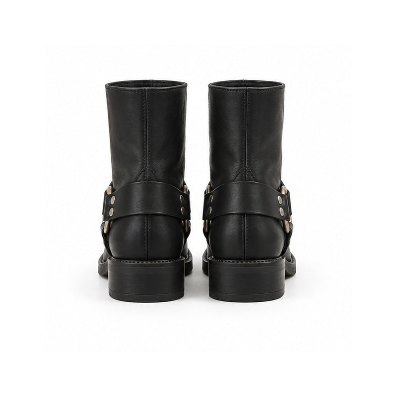 Black Harness Biker Boots