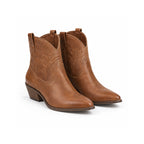 Cognac Western Ankle Boots