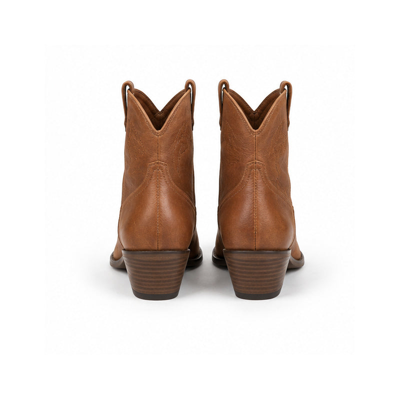 Cognac Western Ankle Boots