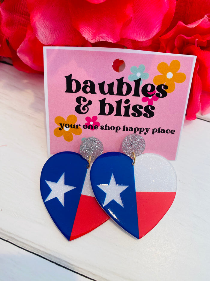 Texas Pride Heart Earrings