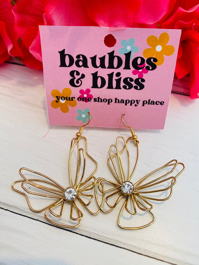 So Golden Layered Butterfly Earrings