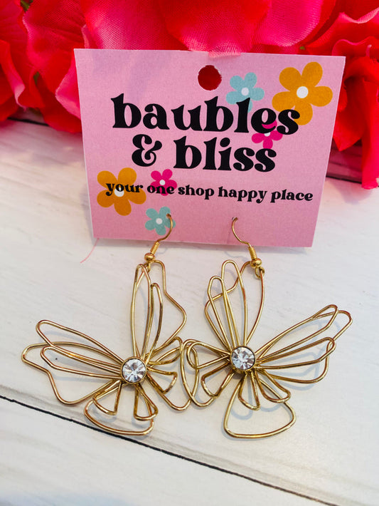 So Golden Layered Butterfly Earrings