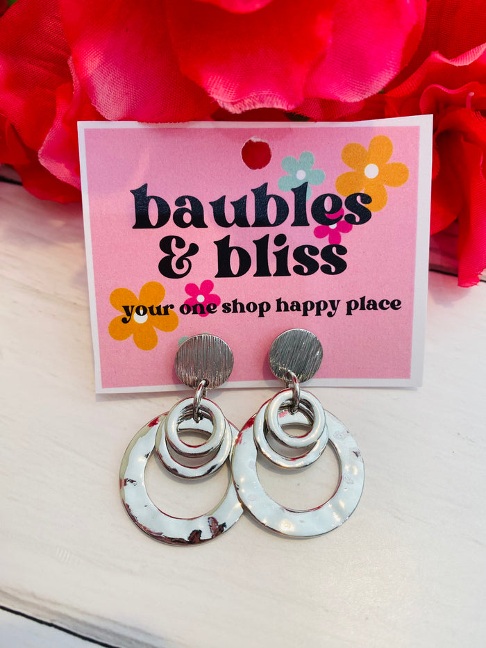 Layered Look Silver Earrings