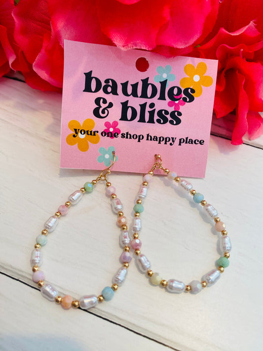 Pretty Pastel Beaded Loop Earrings