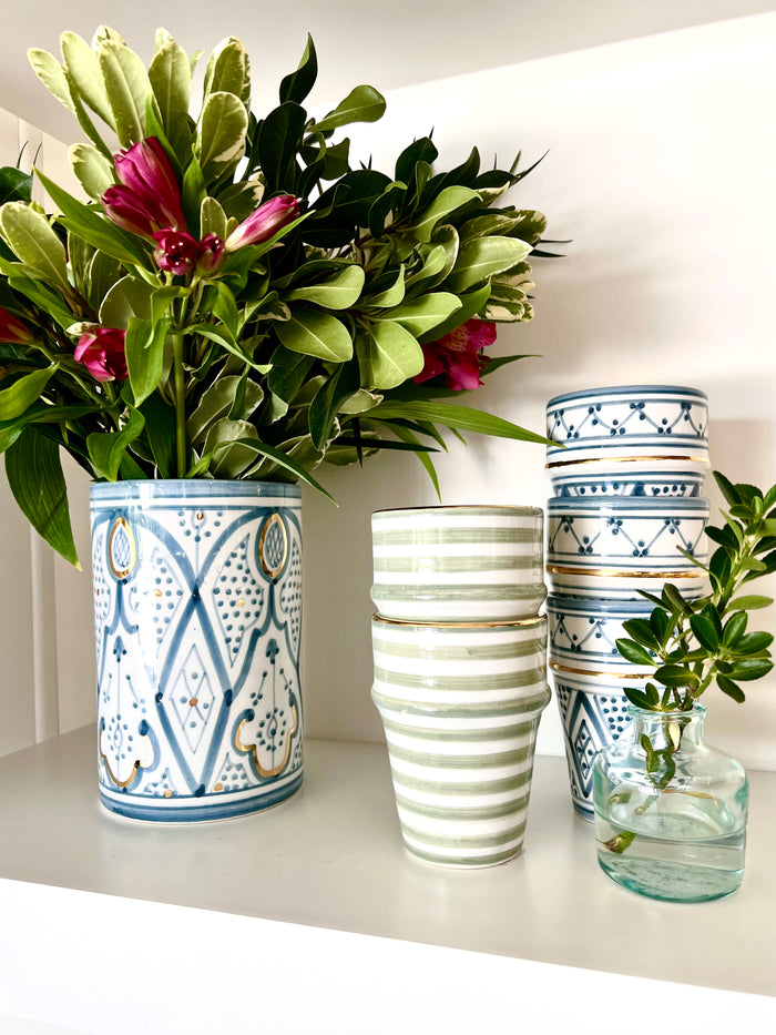 Layla Moroccan Vase in Pacific Pattern