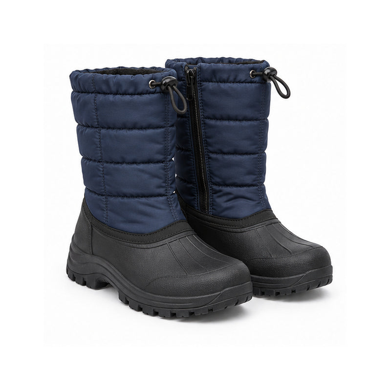 Navy Quilted Snow Boots
