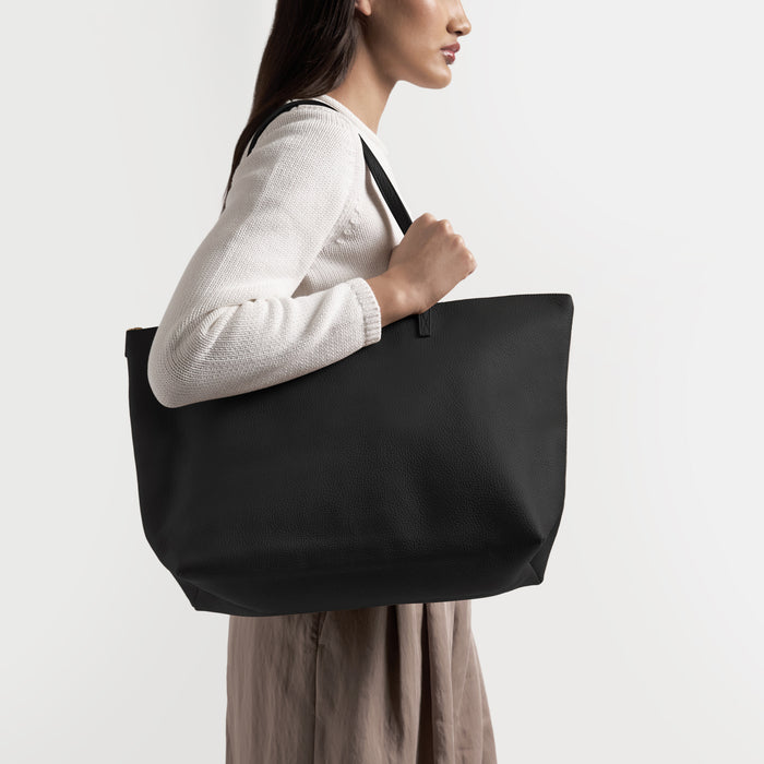 Aleena Soft Zippered Tote Black Pebble