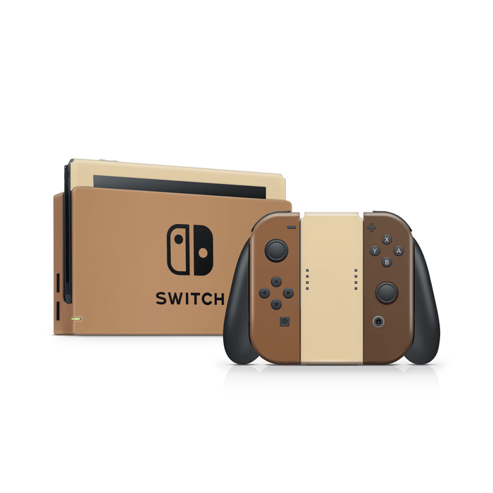 Assorted chocolates Nintendo Switch skin with brown chocolate pattern on matte vinyl