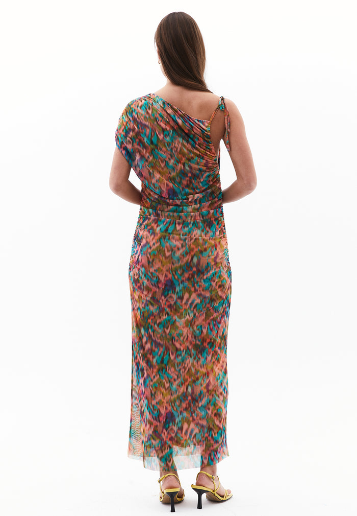 Asymmetric Midi Dress - ABSTRACT COMB
