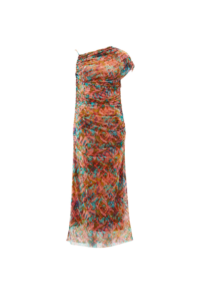 Asymmetric Midi Dress - ABSTRACT COMB