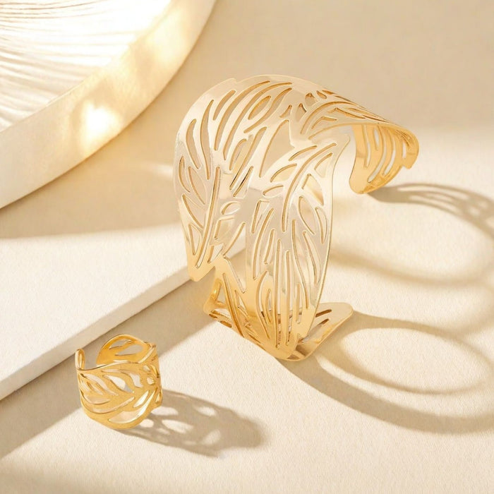 B1001 - Hollow Carved Gold Bracelet