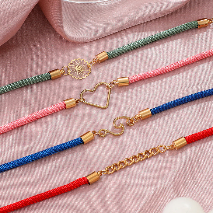 B866 - Simple Hand Woven Colorful Rope Couple Bracelets Set