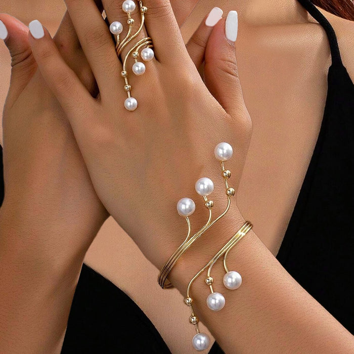 B998 - Elegant Pearl Layered Bracelet