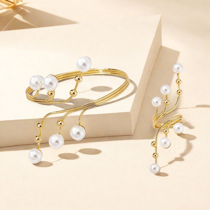 B998 - Elegant Pearl Layered Bracelet