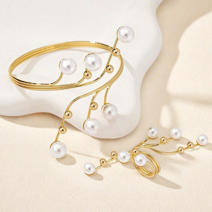 B998 - Elegant Pearl Layered Bracelet