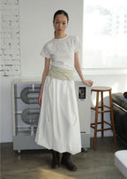 BALLOON MAXI SKIRT -WHITE