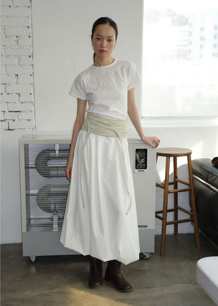 BALLOON MAXI SKIRT -WHITE