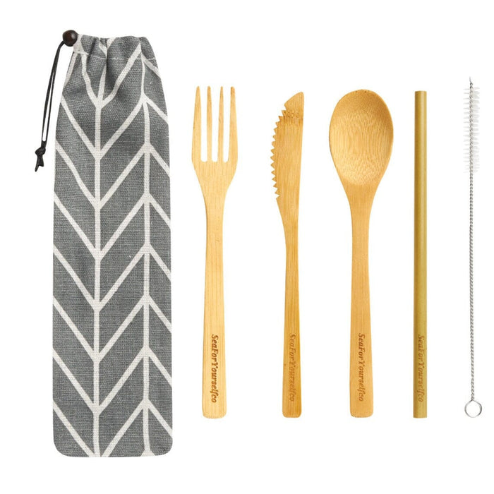 Bamboo Cutlery Set with Cotton Pouch