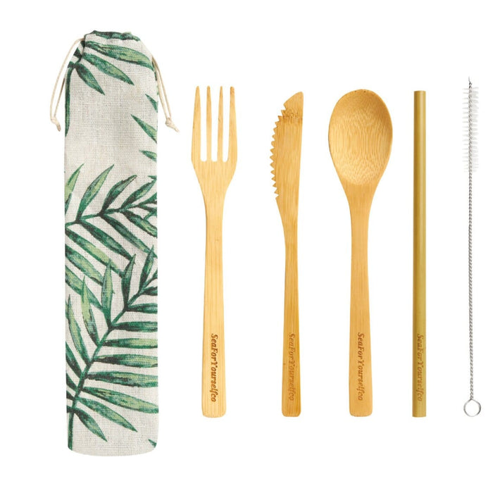 Bamboo Cutlery Set with Cotton Pouch