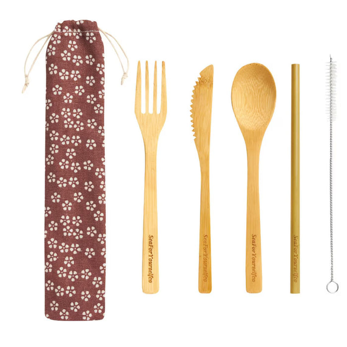 Bamboo Cutlery Set with Cotton Pouch
