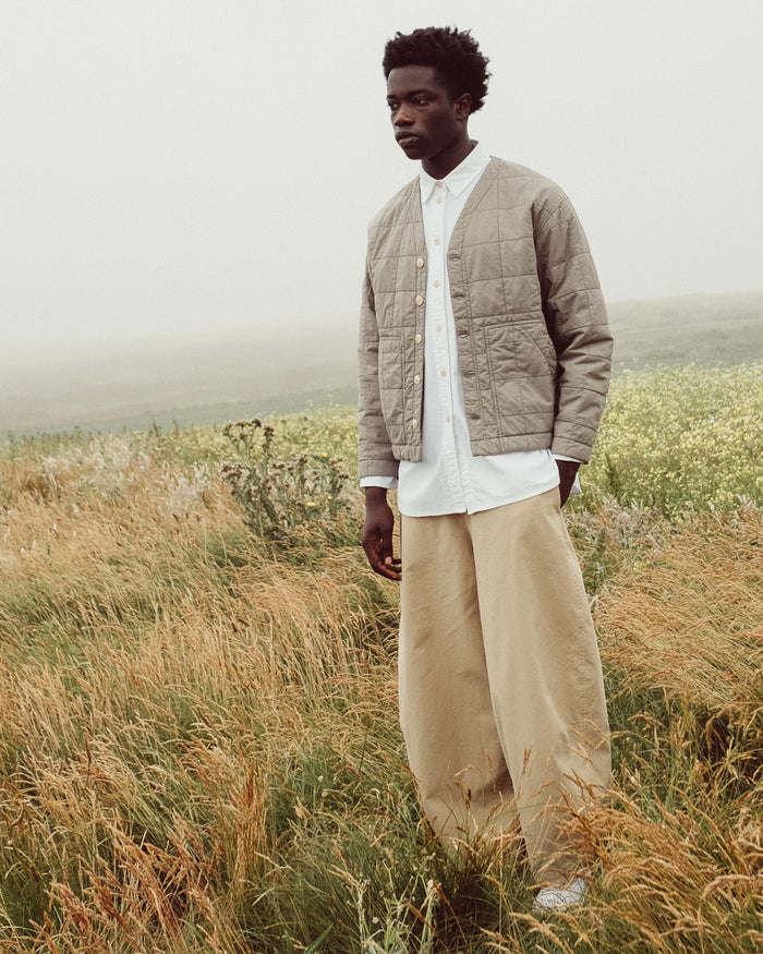 Baseball Cardigan Cotton Quilt Cobblestone