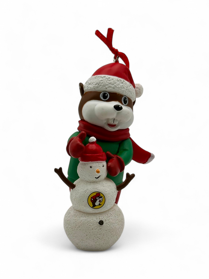 Beaver With Snowman Ornament
