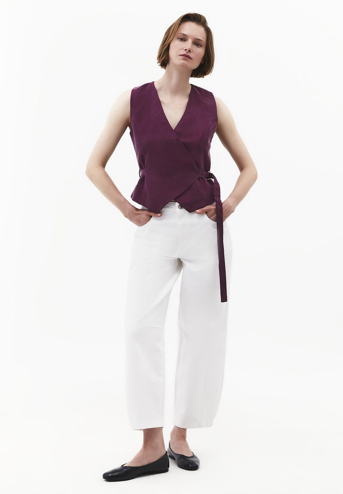 Belted Wrap Vest - PURPLE POTION