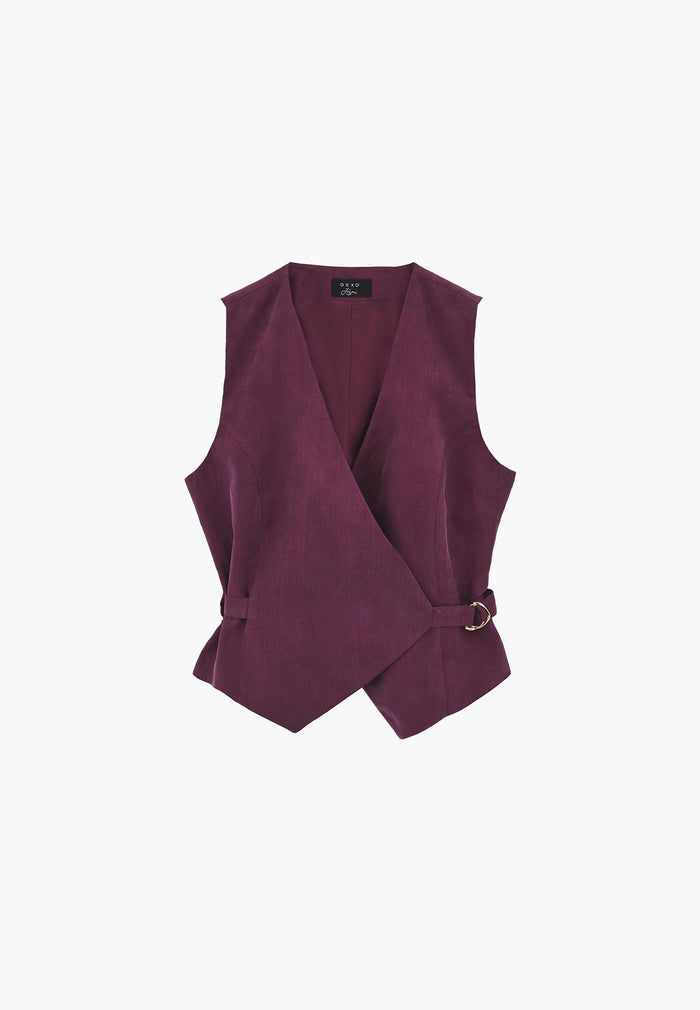 Belted Wrap Vest - PURPLE POTION