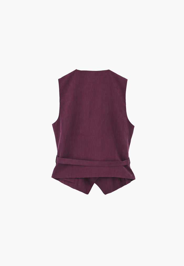 Belted Wrap Vest - PURPLE POTION
