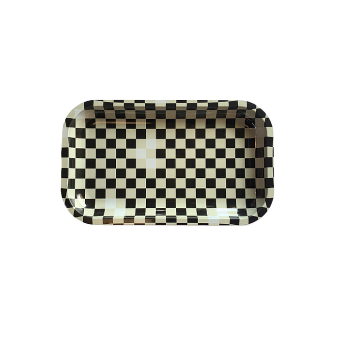 Checkerd Black and White Tray - Medium